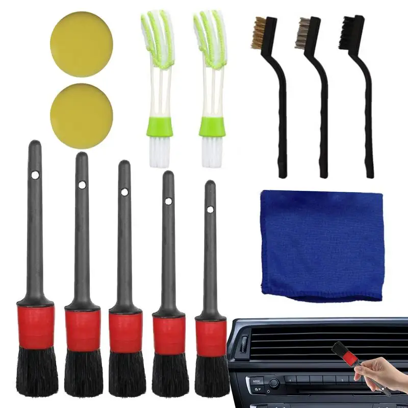 

336g Car Detailing Brush Kit Multi Use Car Cleaning Brushes Steel Wire Auto Air Clean Electric Drill Brush For Cars Trucks