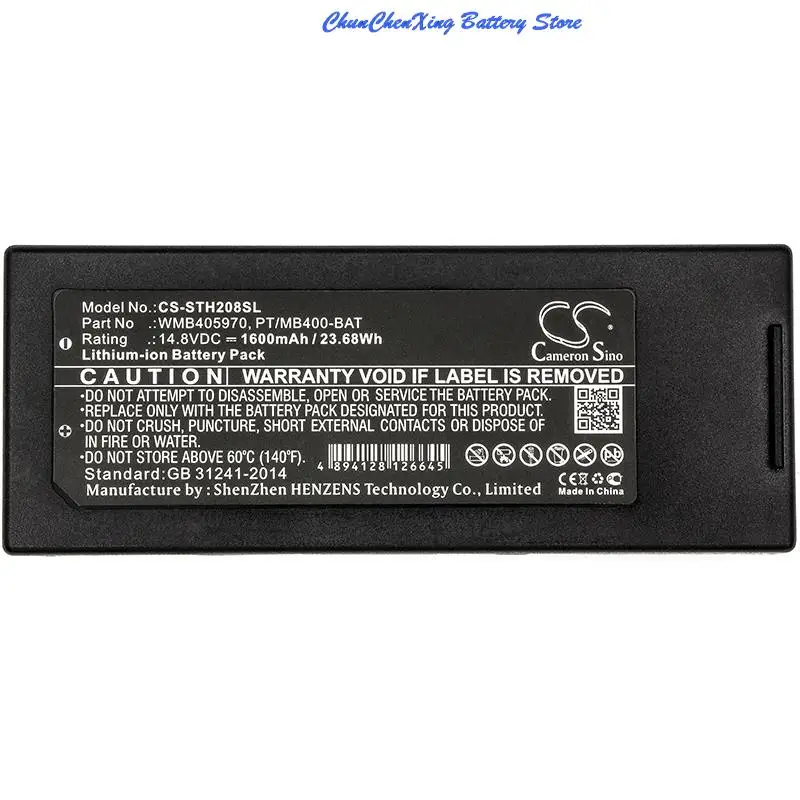 

Cameron Sino 1600mAh Battery for Lapin/SATO PT408e, PT412e,MB400i, MB410i, TH2, TH208,