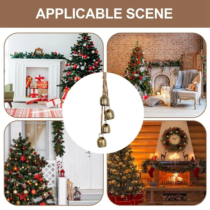 

Рождественские искусственные деревенские винтажные колокольчики, рождественские украшения, золотые металлические деревенские колокольчики, подвесные Рождественские елки