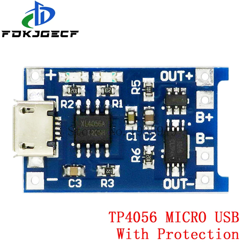 Lithium Battery Charger Mini Micro Type-c USB 5V 1A 18650 TP4056 Lithium Battery Charger Module Charging Board Protection Dual Functions 1A Li-ion