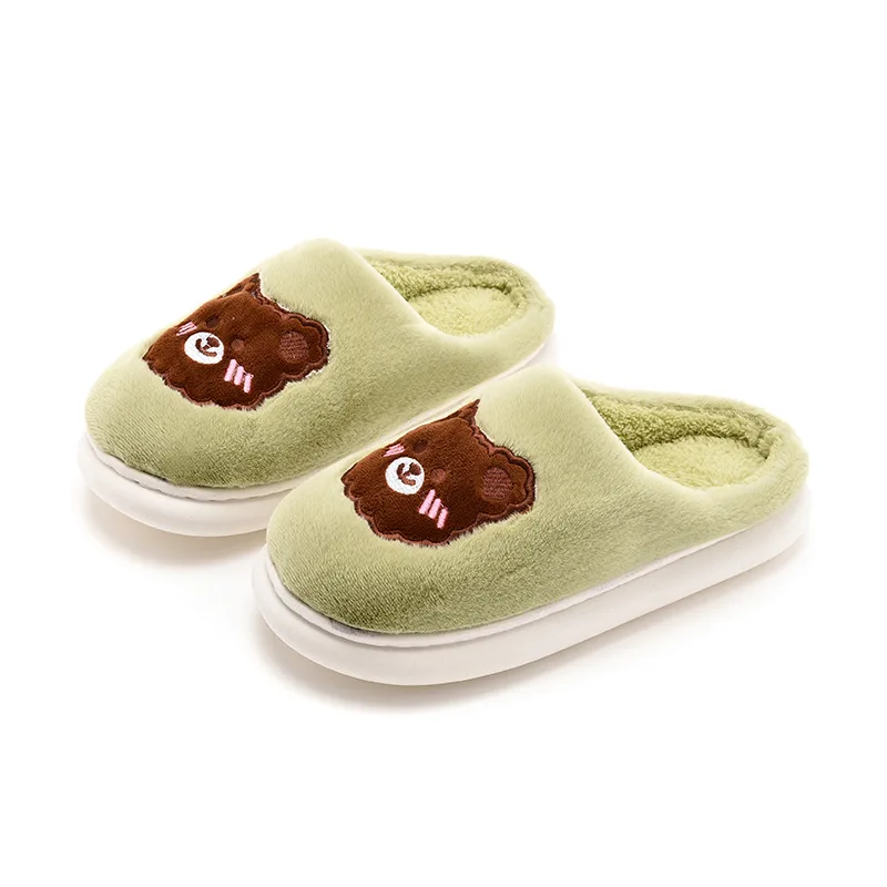 New Home Slipper Warm Bedroom Slipper Silent Floor Cute Flat With House Cotton Shoes Couples Fur Winter Slides women