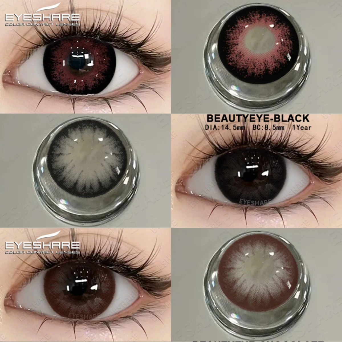 EYESHARE High-Quality Fashion Cosmetic Black Contact Lenses