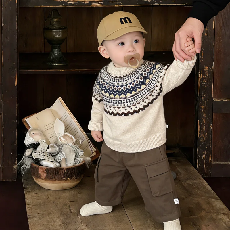 겨울 어린이 세련된 스웨터 인쇄 된  소년 가을 니트웨어 긴 소매 옷  스웨터 ..