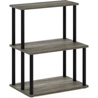 Turn-N-Tube 3-Tier Toolless Kitchen Storage Shelf, French Oak Grey/Black 1