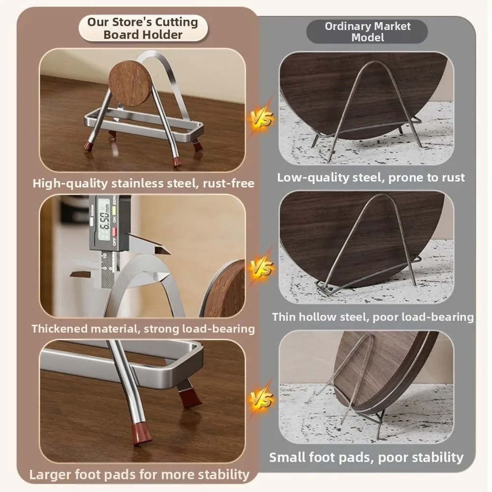 Stable Cutting Board Holder Space-saving Rustproof Pot Lid Organizer Thickened Retro Pot Cover Shelf Kitchen Accessories