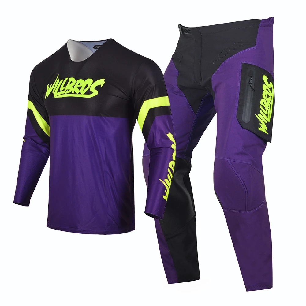 Willbros Racing Motocross Jersey and Pants With Zip Pocket Offroad Dirt Bike Mountain Enduro MX/ATV MTB BMX Gear Combo