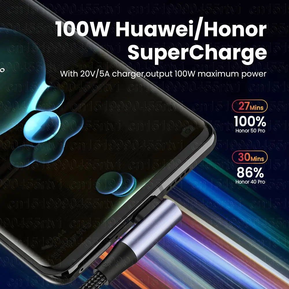 4.0 직각 와이어 90도 데이터 케이블 100W PD 고속 충전 라인 USB A to USB 타입 C 케이블 (노트북, 휴대폰용)