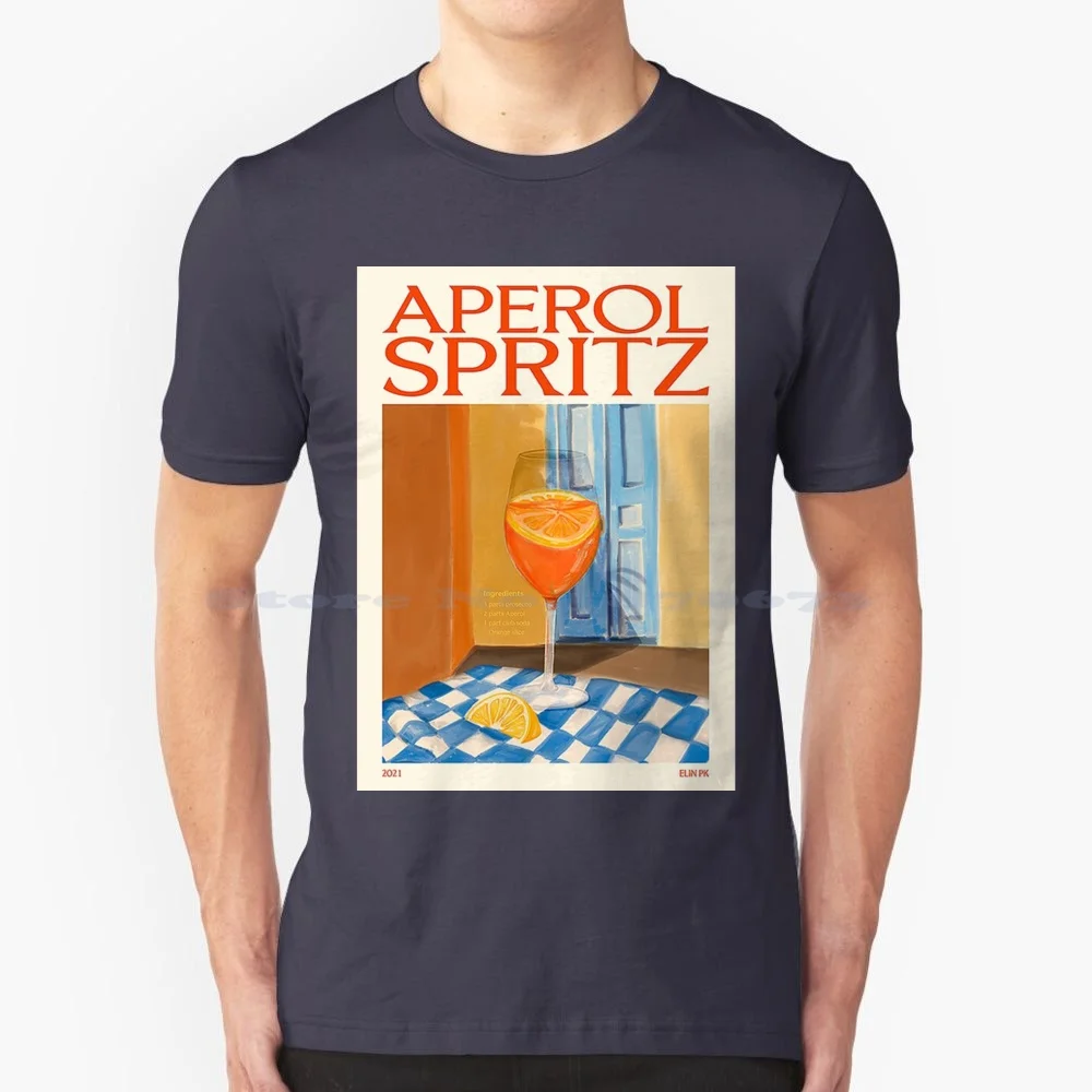 Spritz T Shirt 100% Cotton Tee Summer Orange Spritz Cocktail Drink Italy Wine Campari Vintage Prosecco Glass Italian