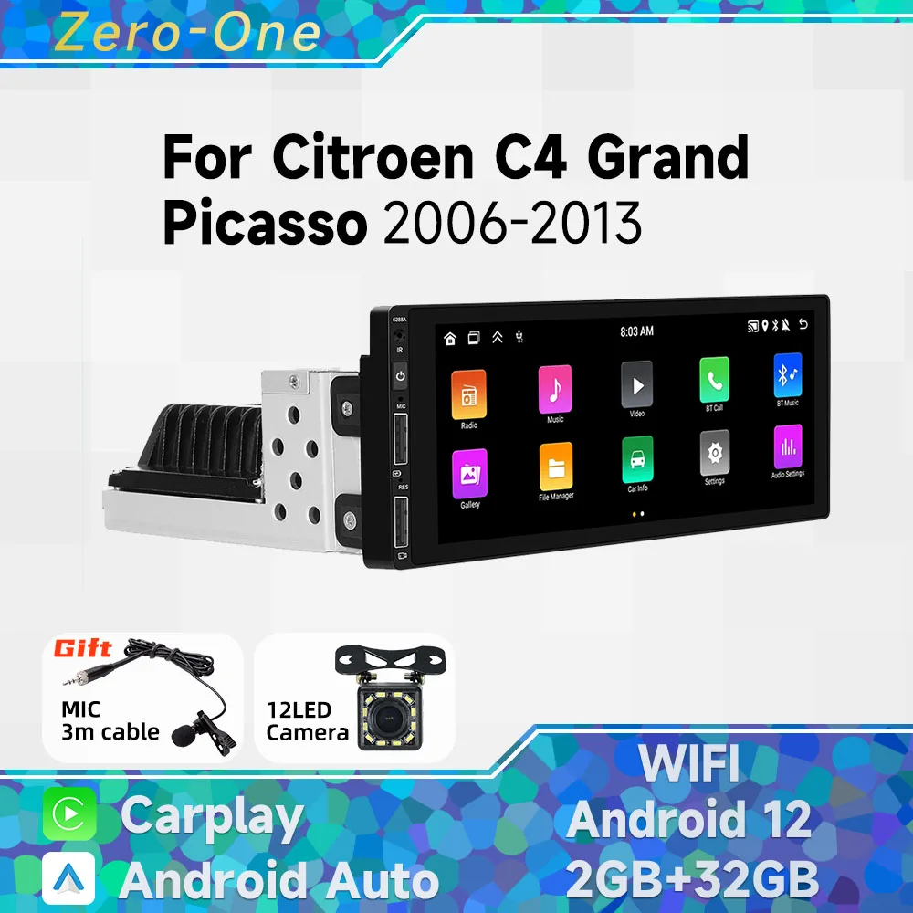 

6.9" 1 Din Radio Android Car Multimedia for Citroen C4 Grand Picasso 2006-2013 Stereo Head Unit Carplay Autoradio GPS Navigation