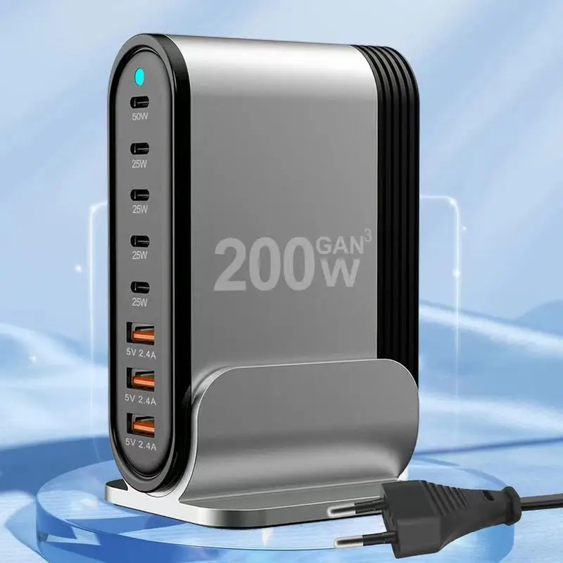 

Сетевое зарядное устройство с 8 портами USB C/USB A, 200 Вт