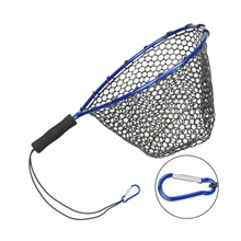  Floating Fishing Net for Salmon Fly Kayak Catfish Bass Trout Fly Fishing Rubber Coated Landing Dip Net Carpfishing Accessories 