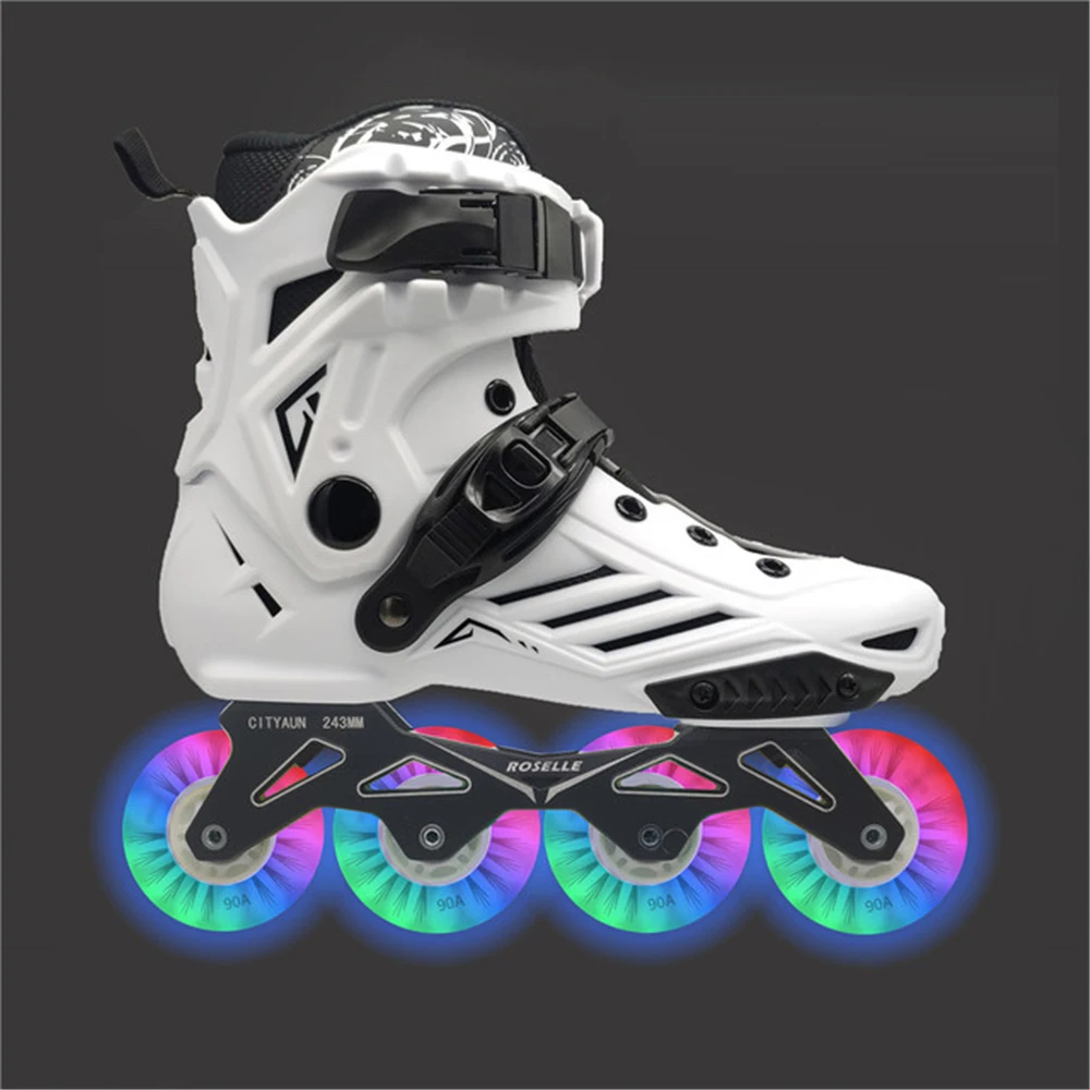 

EU Size 35-46 Original Roselle Inline Roller Skating Shoes LED wheels Salom Sliding Street Asphalt Road FSK Patines