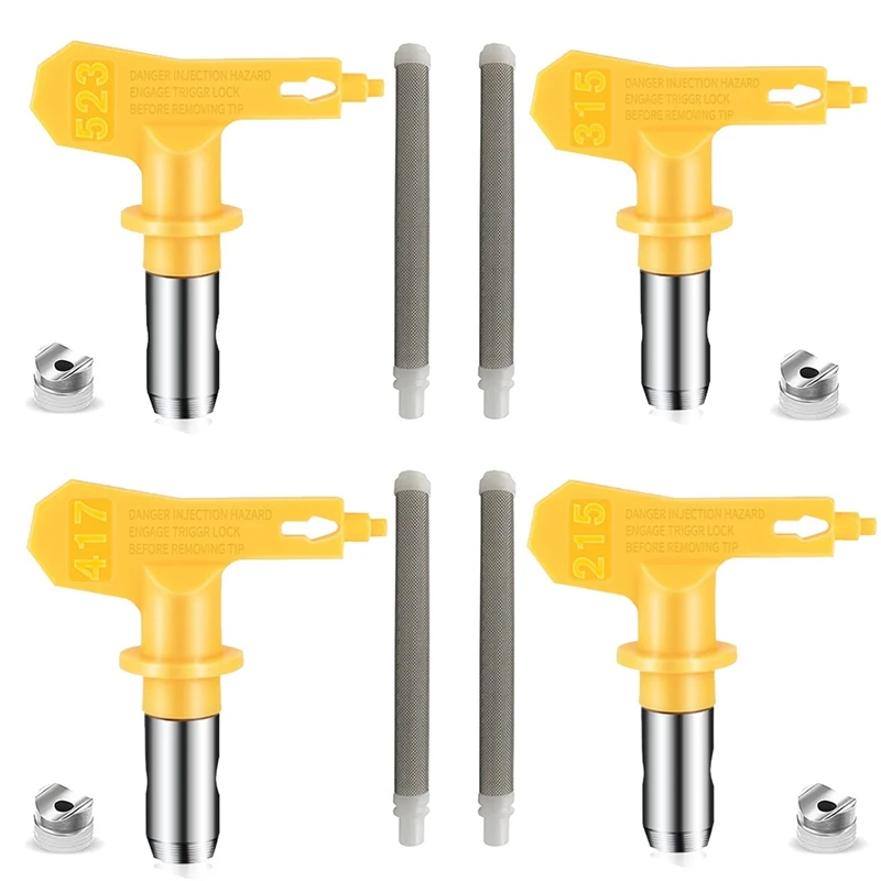 4 Pieces Reversible Airless Paint Sprayer Nozzle Tips And 4 Pieces Airless Spray Filter Replace