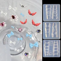 3D Angel Wing Bowknot Nail Silicone Mold Cute Nail Art Mold Carved Nails Template Manicure UV Gel Polish DIY Embossed Decoration 1