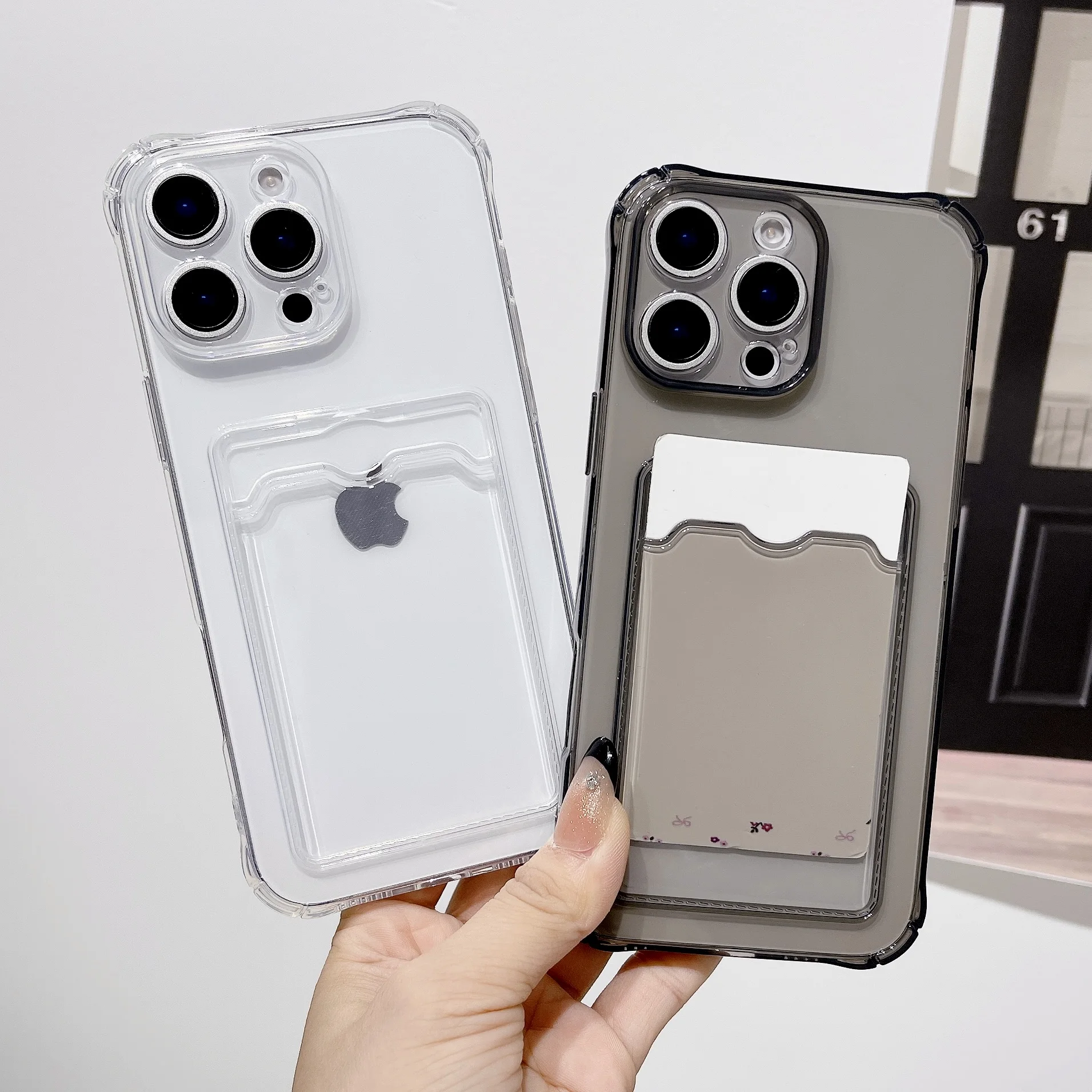 Shockproof Clear Wallet Phone Case with Card Slot Pocket