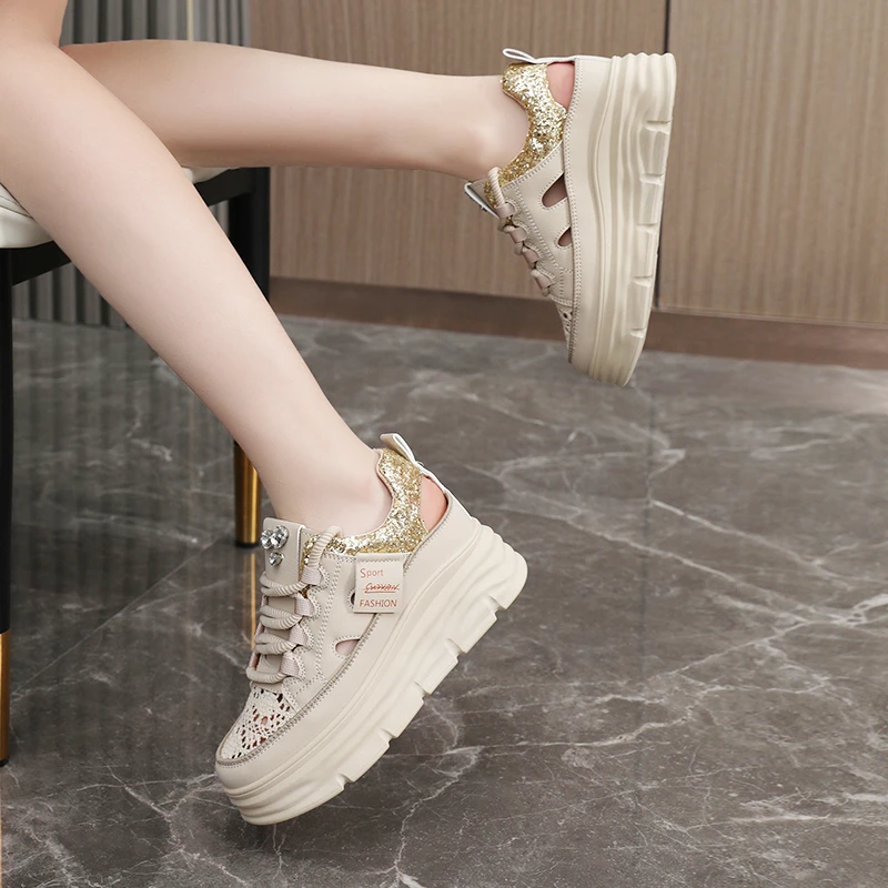 Women Casual Shoes Chunky Sneakers Platform Wedge Hidden Heel Women Leisure Shoes Summer Sneaker Women