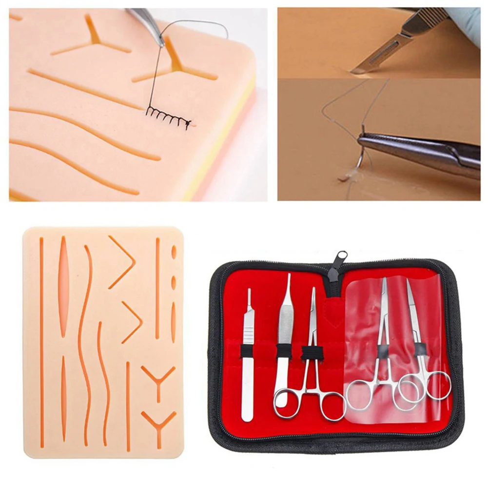 17Pcs Skin Suture Kit Medical Students Suture Practice Kit Surgical Training Skin Operate Suture Educational Teaching Equipment