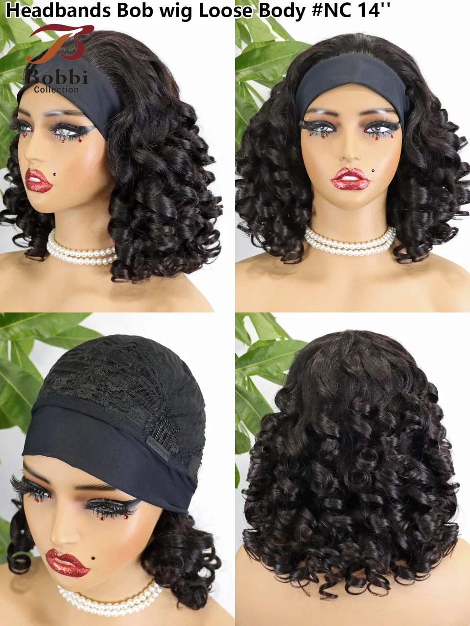 Headband Bob Wig Human Hair Double Drawn Bouncy Curl Loose Body Afro Kinky Curly Full Machine Made Wig Natural Hair Wigs
