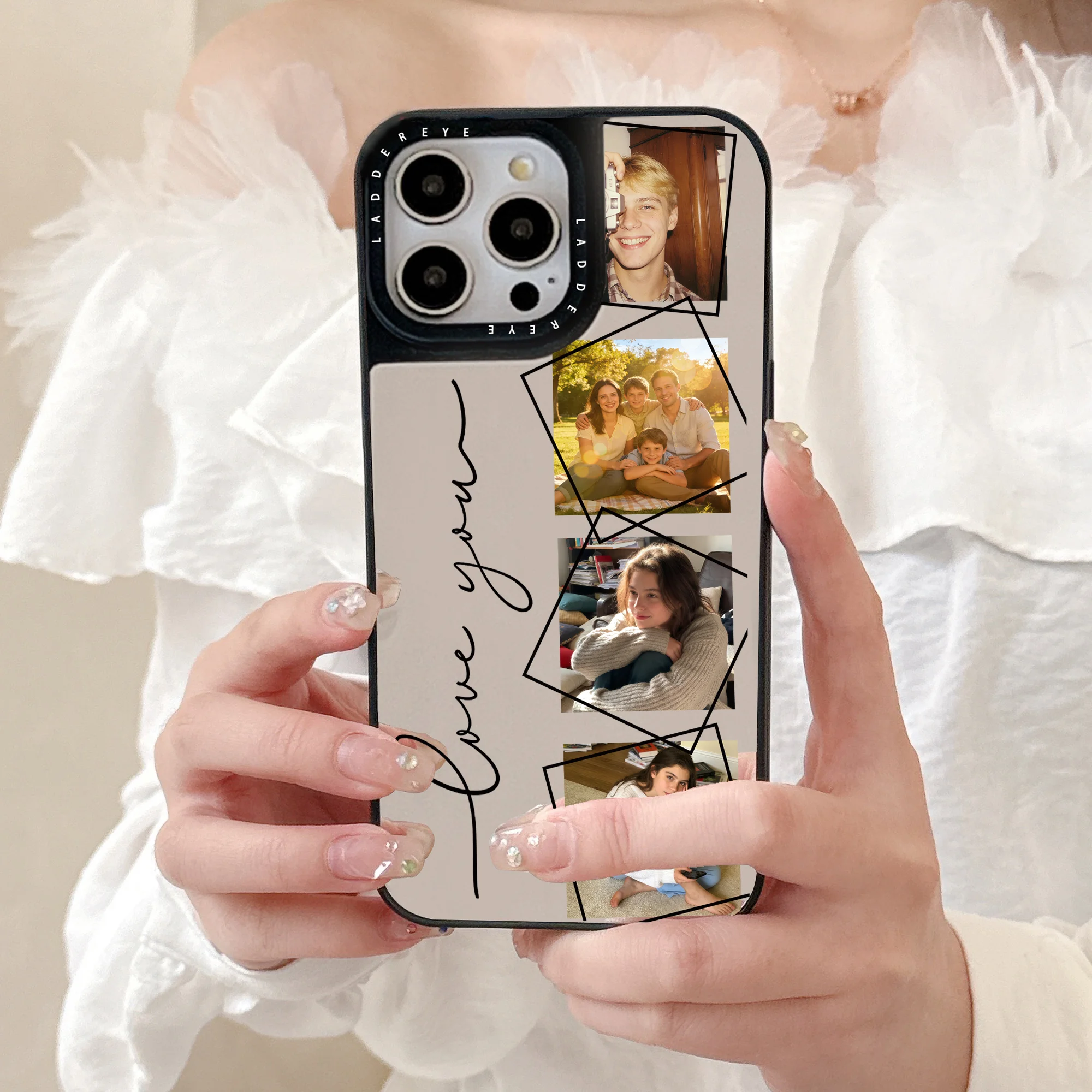 Personalized Plating Mirror Face Custom Parents Couple Children Pets Photo thumbnail 3