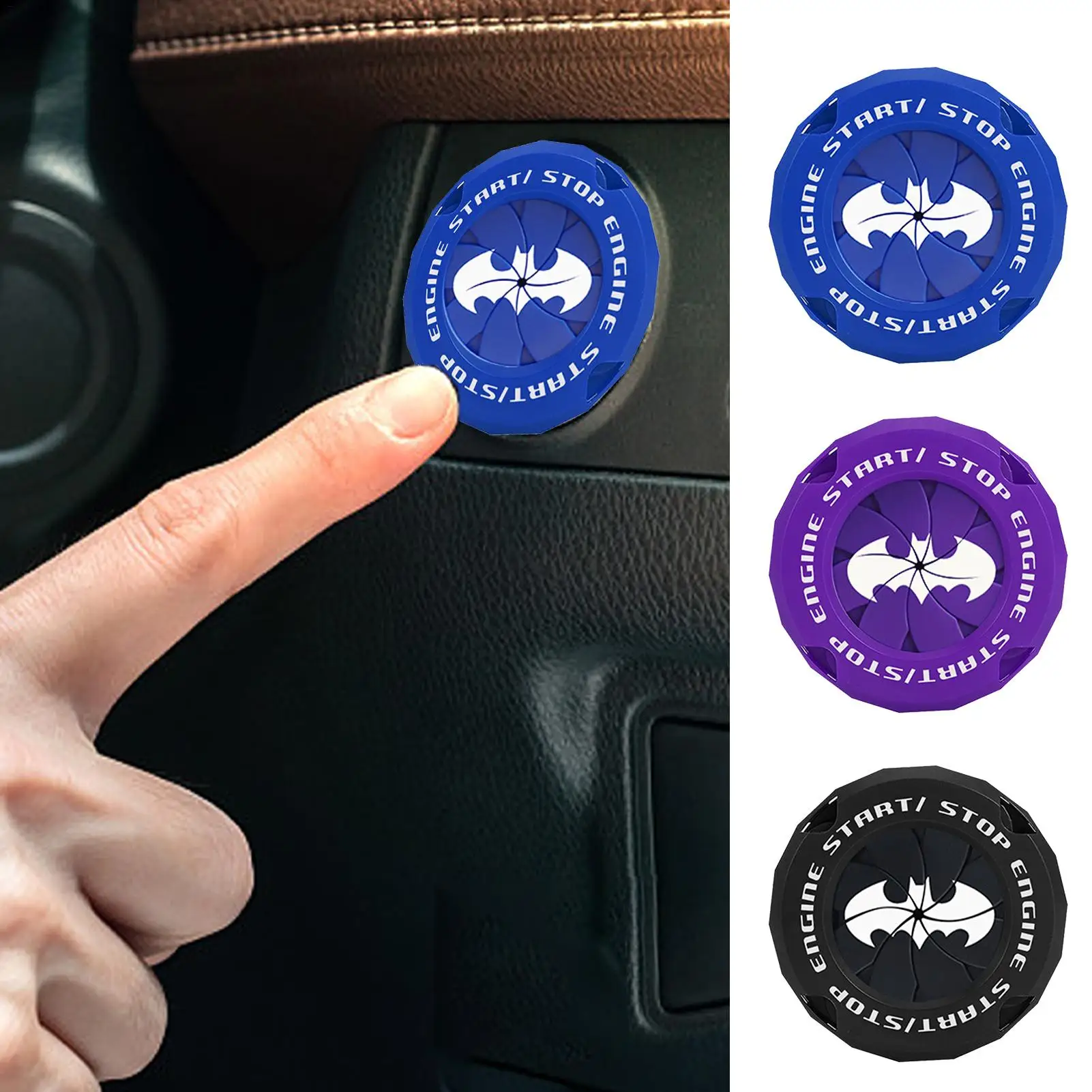 Bat Design Push Start Button Cover - Decorative and Protective Car Accessory