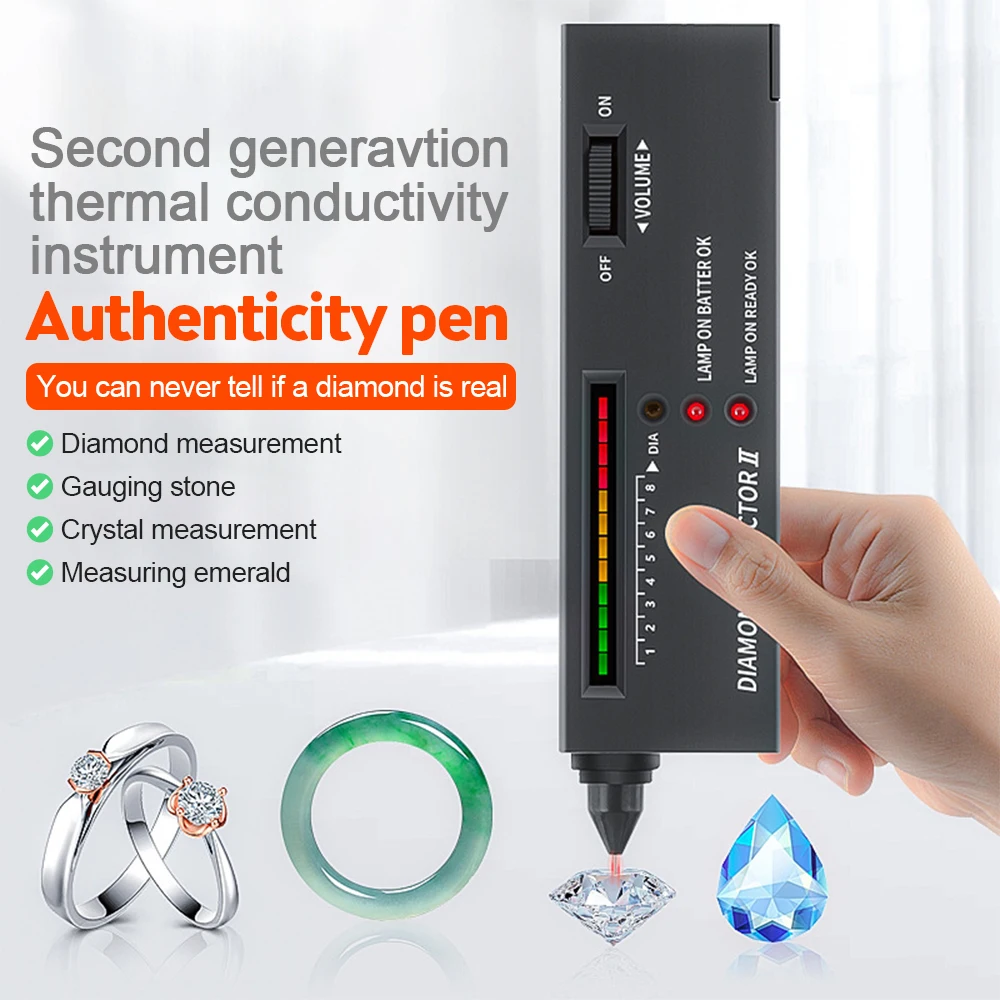 Professional High Accuracy Diamond Tester Gem Selector Jewelry Watcher Tool LED Diamond Indicator Discriminator Test Pen