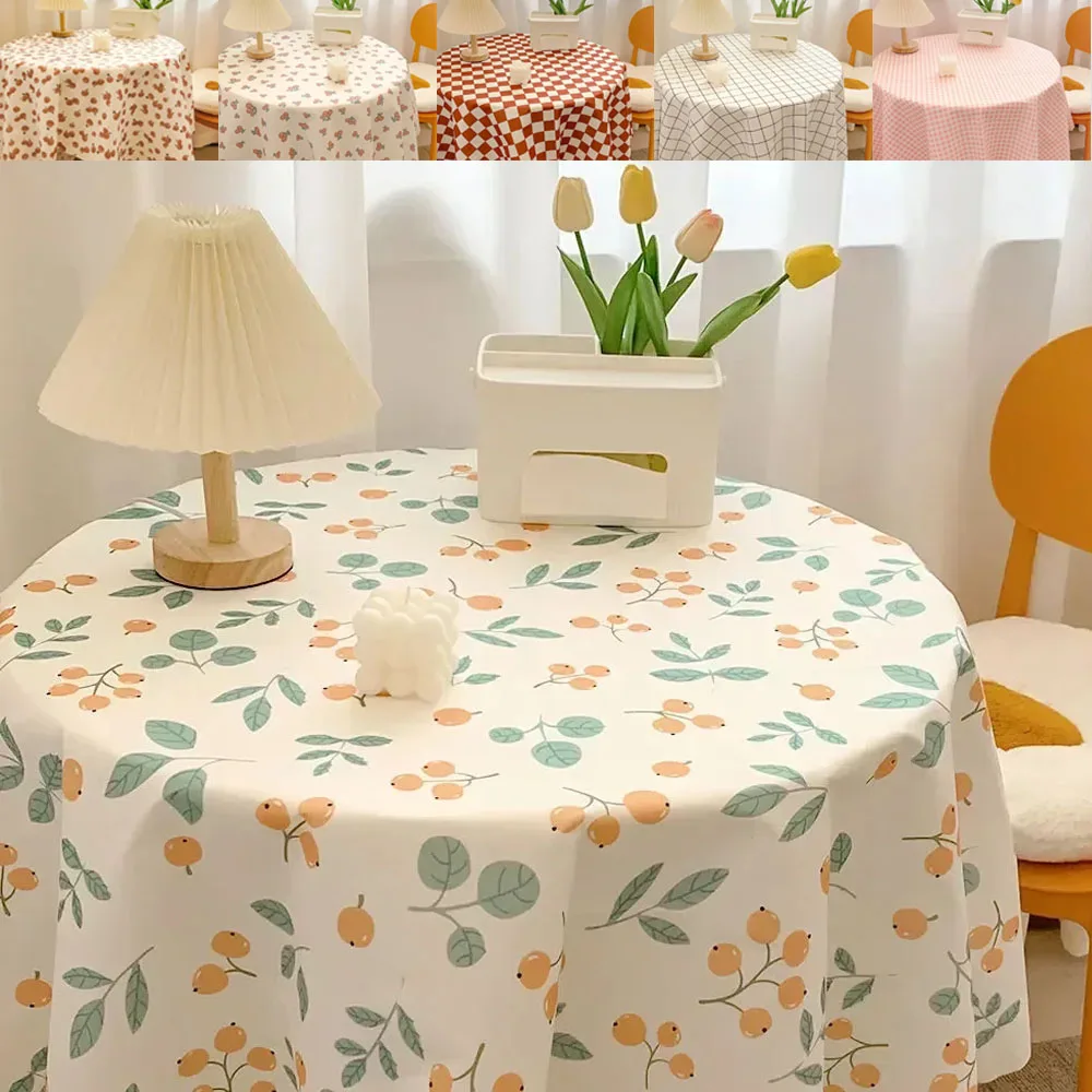 

1PC Round Table Cloth Environmental Protection Plush Plastic Tablecloth PVC Tablecloth Waterproof, Oil Proof and Washable