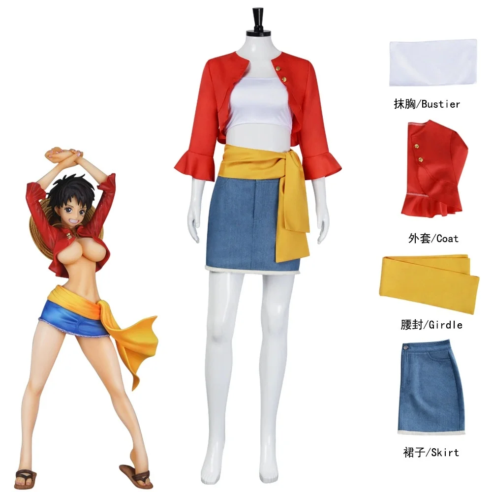 One Piece: Monkey D. Luffy | Red Cosplay Costume 23 One Piece Monkey D. Luffy Cosplay Costume for Women (Unofficial)