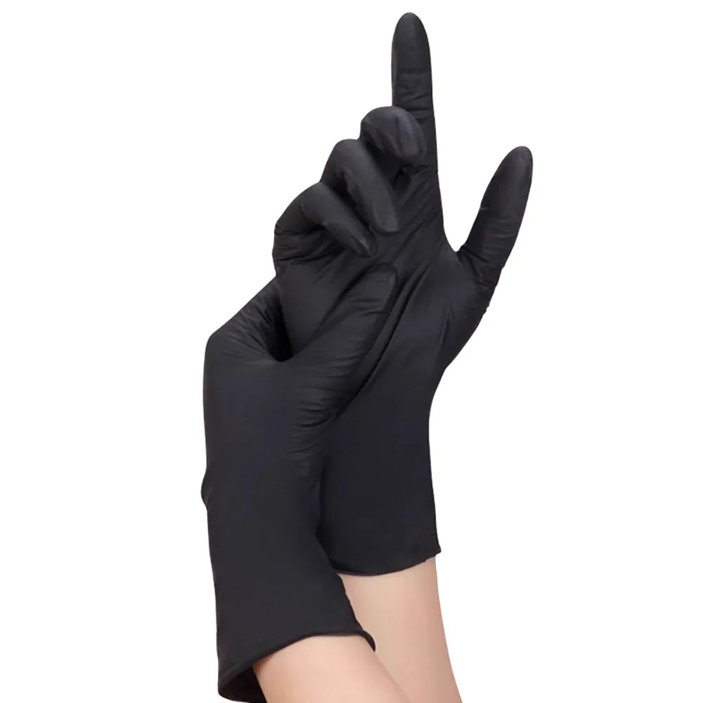 2PCS Black Disposable Gloves Nitrile Household Cleaning Gloves for Car Repair Waterproof Dishwashing Hairdressing Tattoo