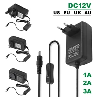 1A อะแดปเตอร์แปลงไฟ3A 2A พร้อมสวิตช์เปิด AC100-240V 50/60Hz เป็นที่ชาร์จ DC12V ตัวแปลงแหล่งจ่ายไฟสลับ EU US UK AU 1