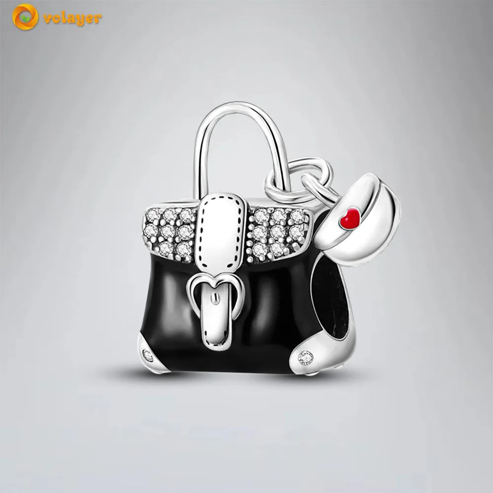

Volayer 925 Sterling Silver Beads Handbag Dangle Charm fit Original Pandora Bracelets for Women DIY Jewelry Free Shipping