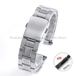 Sleek Stainless Steel Adjustable Watch Strap with Men's Bracelet Design - 16 18 20 22mm (Silver)