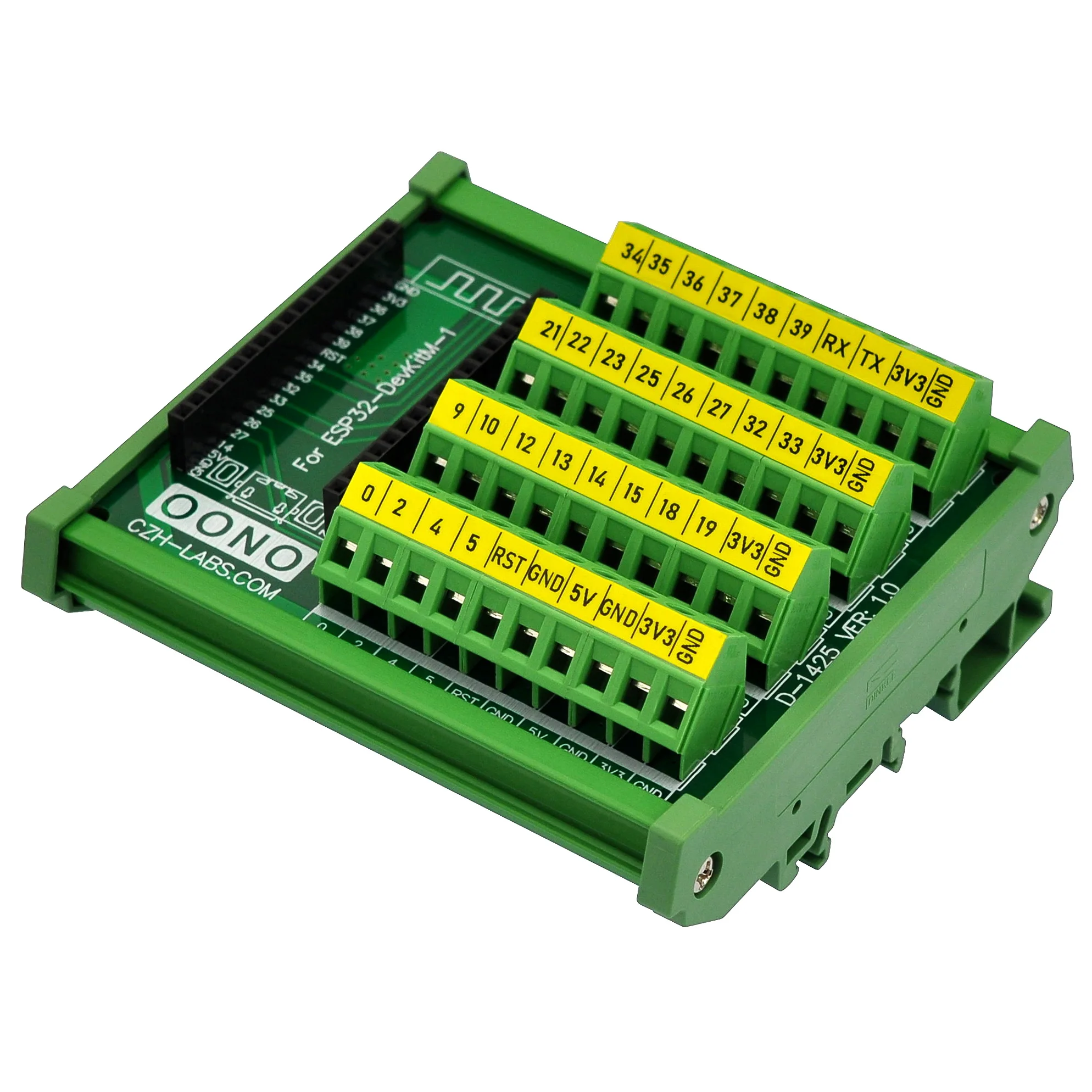 

DIN Rail Mount Screw Terminal Block Breakout Module Board for ESP32-DevKitM-1