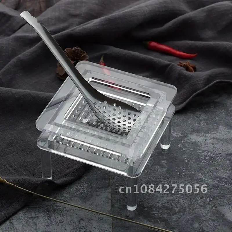 

56 Holes Acrylic Molecular Cuisine Caviar Spoon Useful Kitchen Cooking Gadgets Colander Egg Yolk Caviar Colander Kitchen Spoon