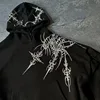Dark Gothic geometric pattern printed oversized pullover hoodies women Y2K street hip-hop rock trend couple versatile sweatshirt 3