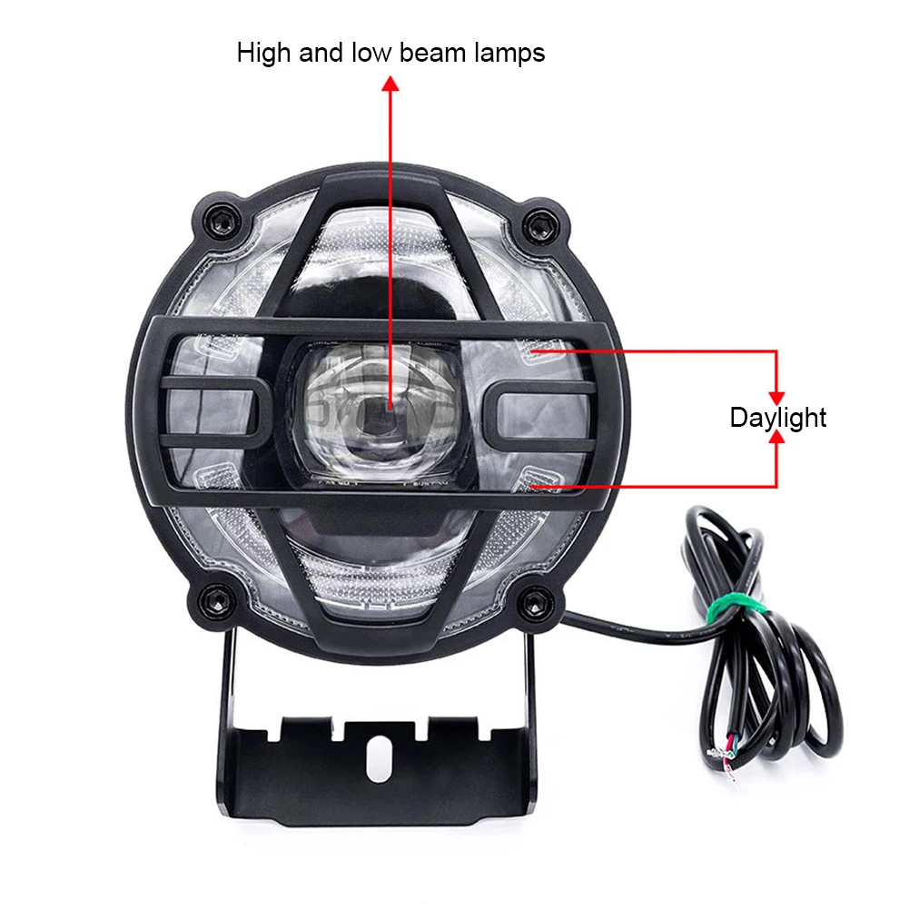 Electric Bike Motorcycle Front Light High Brightness E-Bike Horn Headlight Aluminium Alloy Adjustable Light Angle Riding Parts