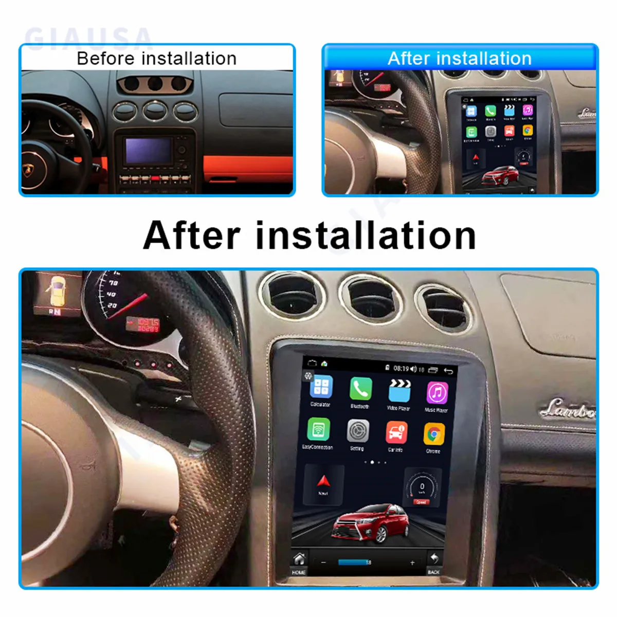 Stile Tesla Per Lamborghini Gallardo 2004-2015 Android 12 Car Multimedia Player Navigazione Gps Auto Radio Recorder Head Unit