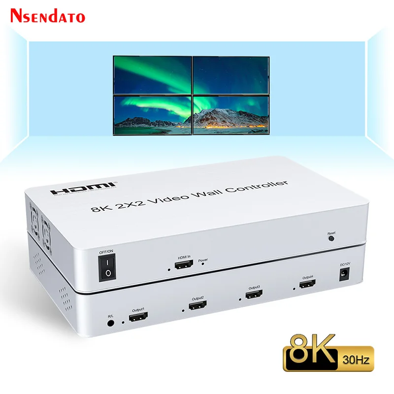 8K Hdmi Tv Video Wall Controller Splicer 2X2 Multi Video Wall Screen Splicing Processor Per Proiettore Advertising Media Player