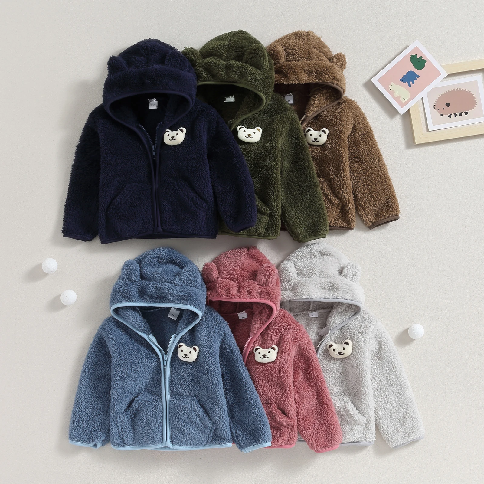 Citgeett Autumn Infant Baby Girl Boy Winter Coat 3D Hooded Jacket Zipper Closure Outerwear Fall Clothes