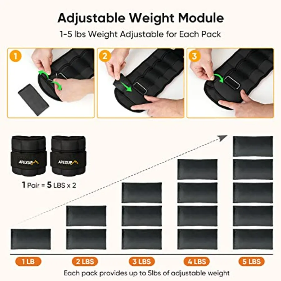 10lbs/Pair Adjustable Ankle Weights + Weighted Vest Men 20lbs Weights