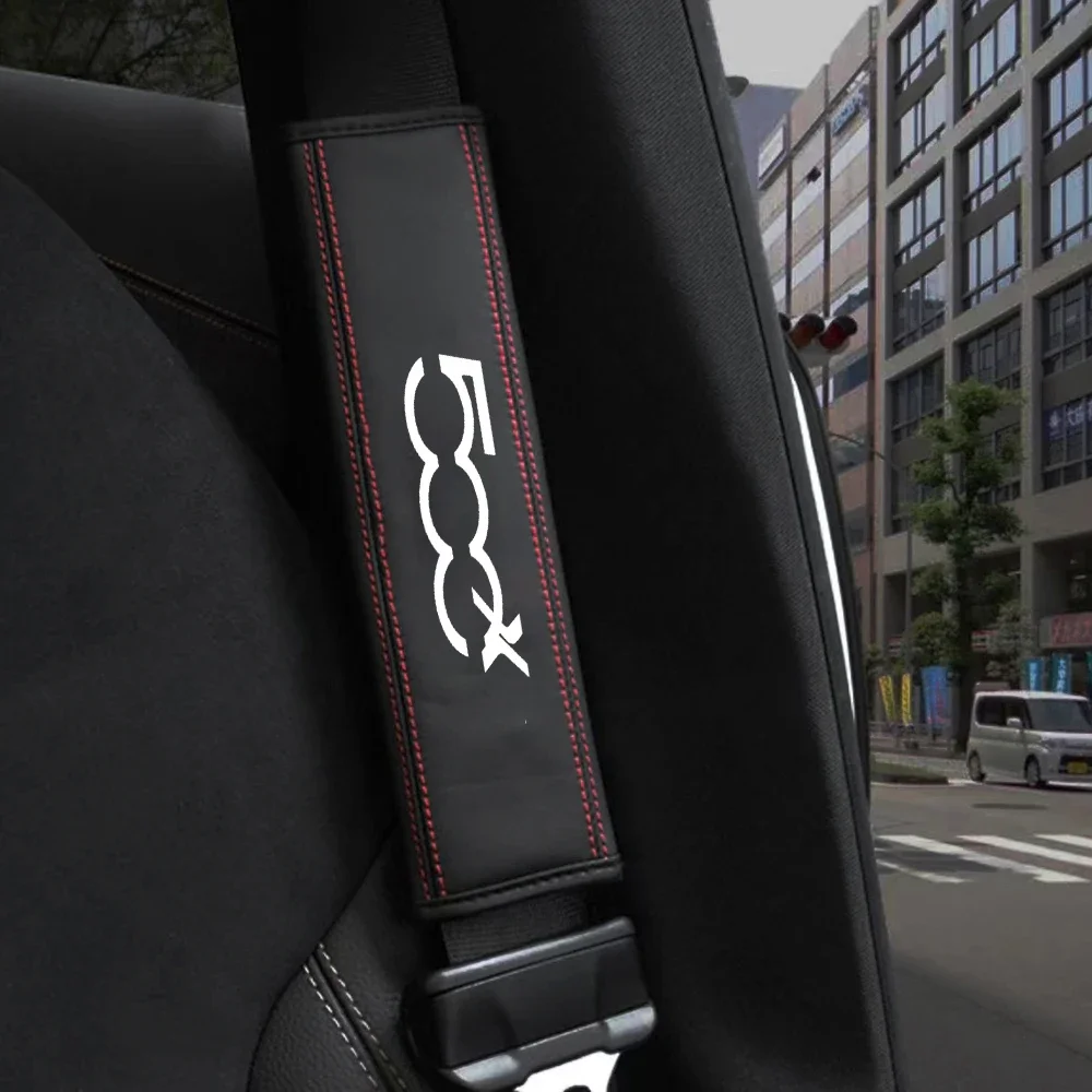 Per Fiat 500X1Pc Cowhide Car Interior Seat Belt Protector Cover Per Accessori Auto Per Auto