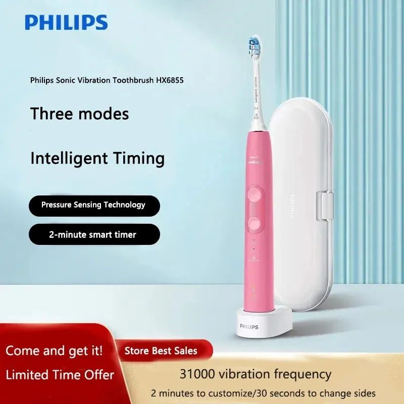 Philips HX6855 Electric Toothbrush Adult Sonic Vibration Rechargeable Toothbrush(with Toothbrush Box)