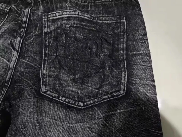 2026 Amerikanische Retro Y2K Streetwear Washed Black Baggy Stacked Jeans für Herren – Neue Rock Herren Lange Hose – Detail 14