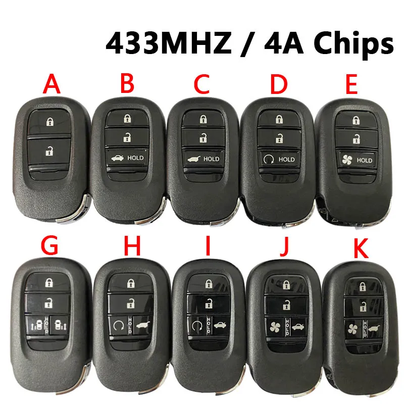 

CN003155 2/3/4/5B Smart Car Remote Control Key Fob for Honda CRV Civic Accord 2022 Keyless Go 433MHZ 4A Chip FCC ID: KR5TP-4
