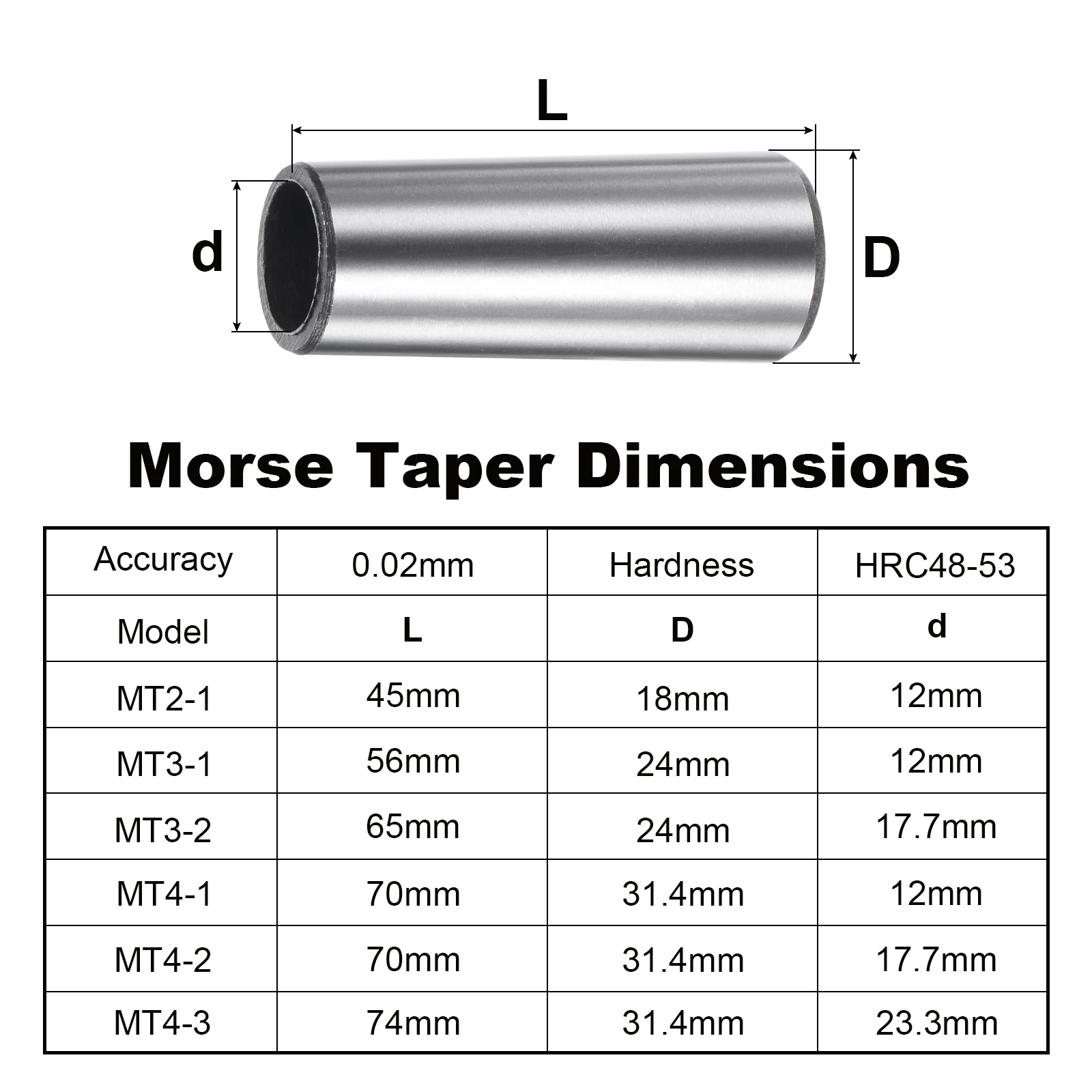 Uxcell MT2 to MT1 Morse Taper Adapter Reducing Drill Sleeve Morse Taper Center Sleeve for Lathe Milling
