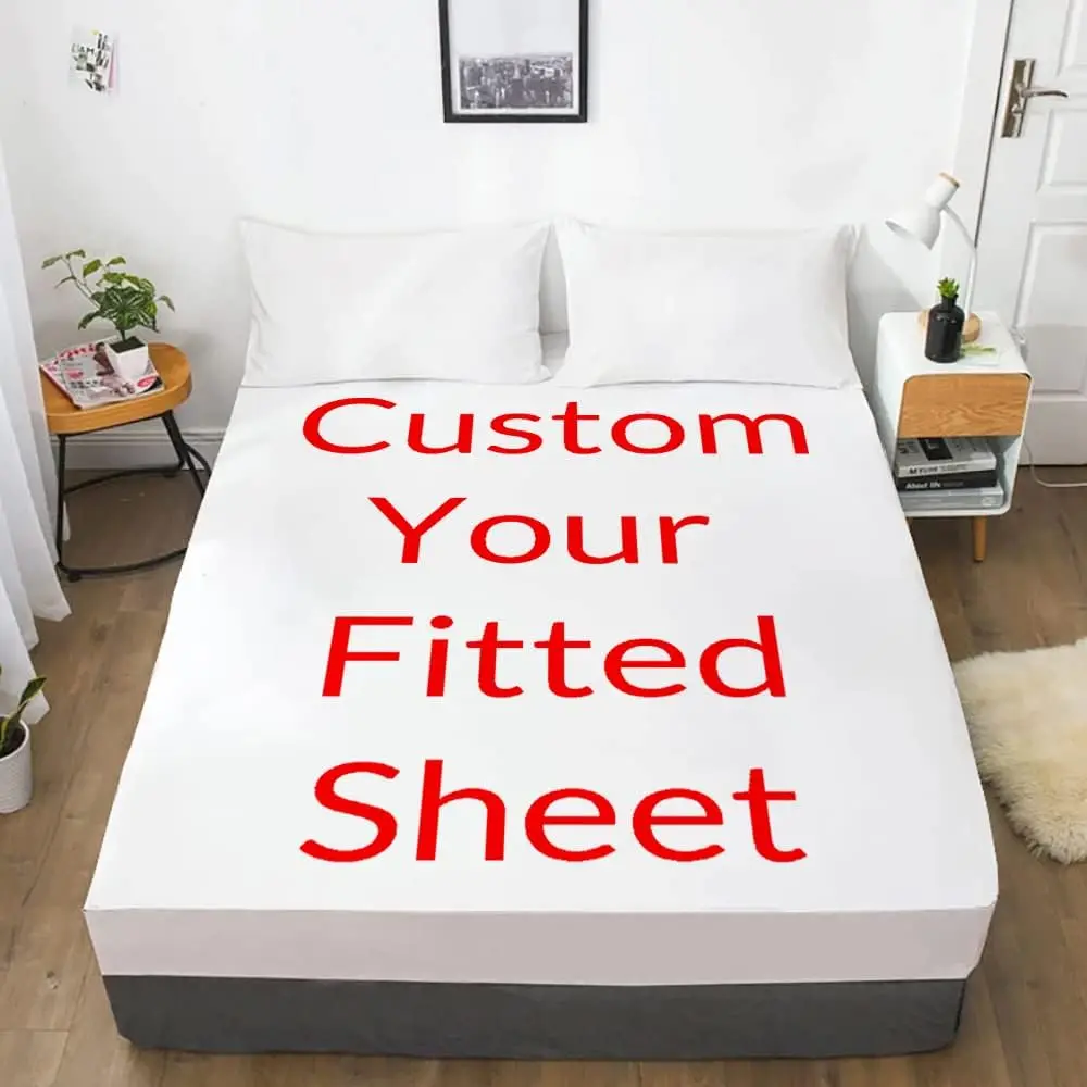Custom Fitted Sheet with Picture, Personalized Photo Bed Sheet for Home Decor, Customized Bed Cover Deep Pocket (No Pillowcase) 2