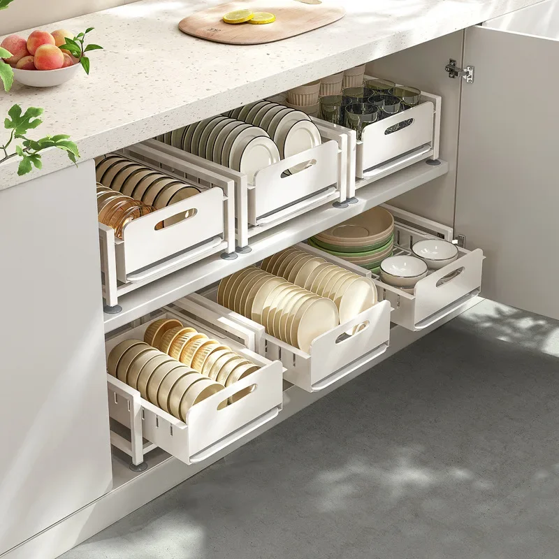 

SH Aoliviya Official New Kitchen Dish Storage Rack Kitchen Cabinet Drawer Bowl Chopsticks Dish Draining Rack Household Drawer
