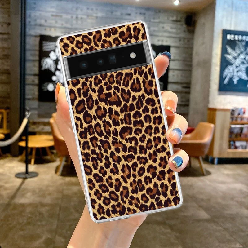 Leopard Print Shockproof Transparent Silicone Phone Case Cover