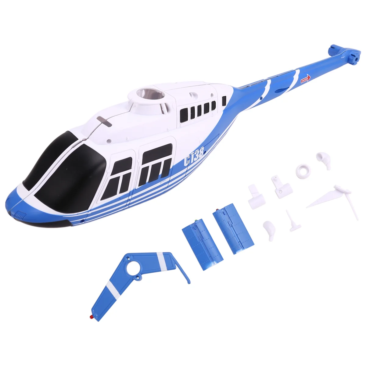 Kit coque fuselage C138 pour hélicoptère RC ERA Bell 206 1:33 bleu, vue arrière avec détails