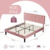 Full Size Bed Frame, Upholstered Platform with Adjustable Diamond Tufted Headboard, Wood Slat Support, No Box Spring Needed 2
