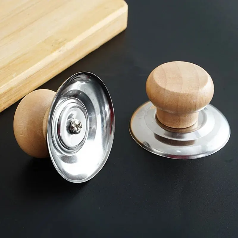 Wood Lid Handle Stainless Steel Pot Anti-scalding